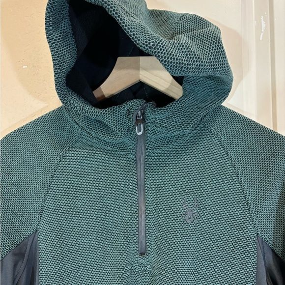 Mens Spyder Quarter Zip Hooded Jacket - Picture 2 of 13